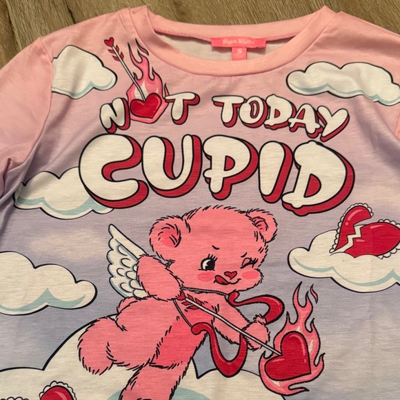 Sugar Thrillz Pink and Blue Cupid Bear Long Sleeve Tee - Picture 5 of 6